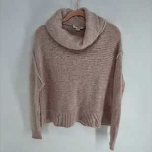 Duffy wool blend womens pink used cowl neck tight knit sweater medium